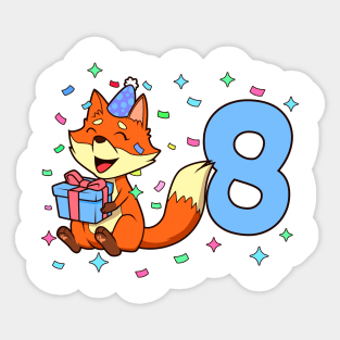I am 8 with fox - boy birthday 8 years old Sticker